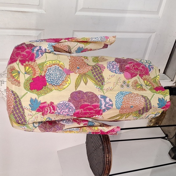 Sam Hilus Classic Tunic Floral Cotton Cover Up Women Size L - Picture 5 of 6